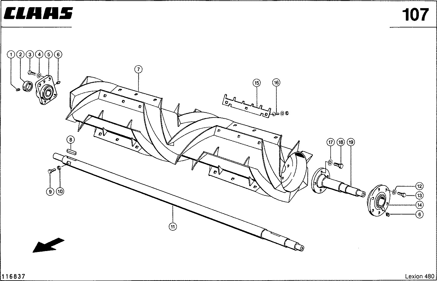 Discharge beater of threshing drum for CLAAS Lexion 480 Parts